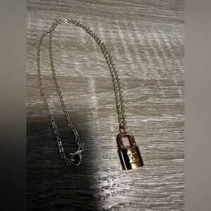 ✨Used Louis Vuitton Pendent w Gold Plated Box Necklace cones off bag charm✨